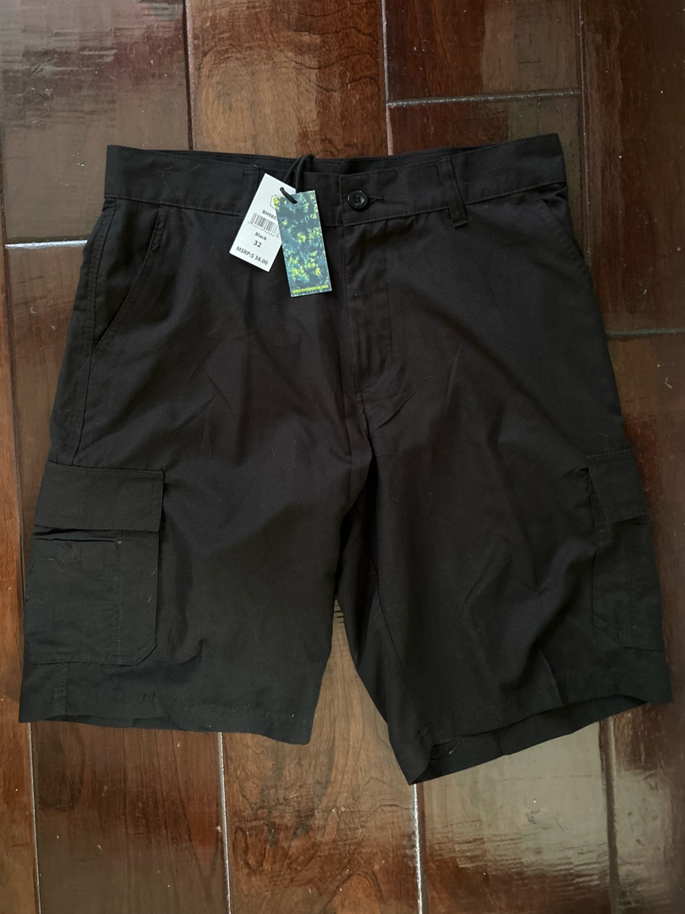 Burnside Black Cargo Shorts, Size 32